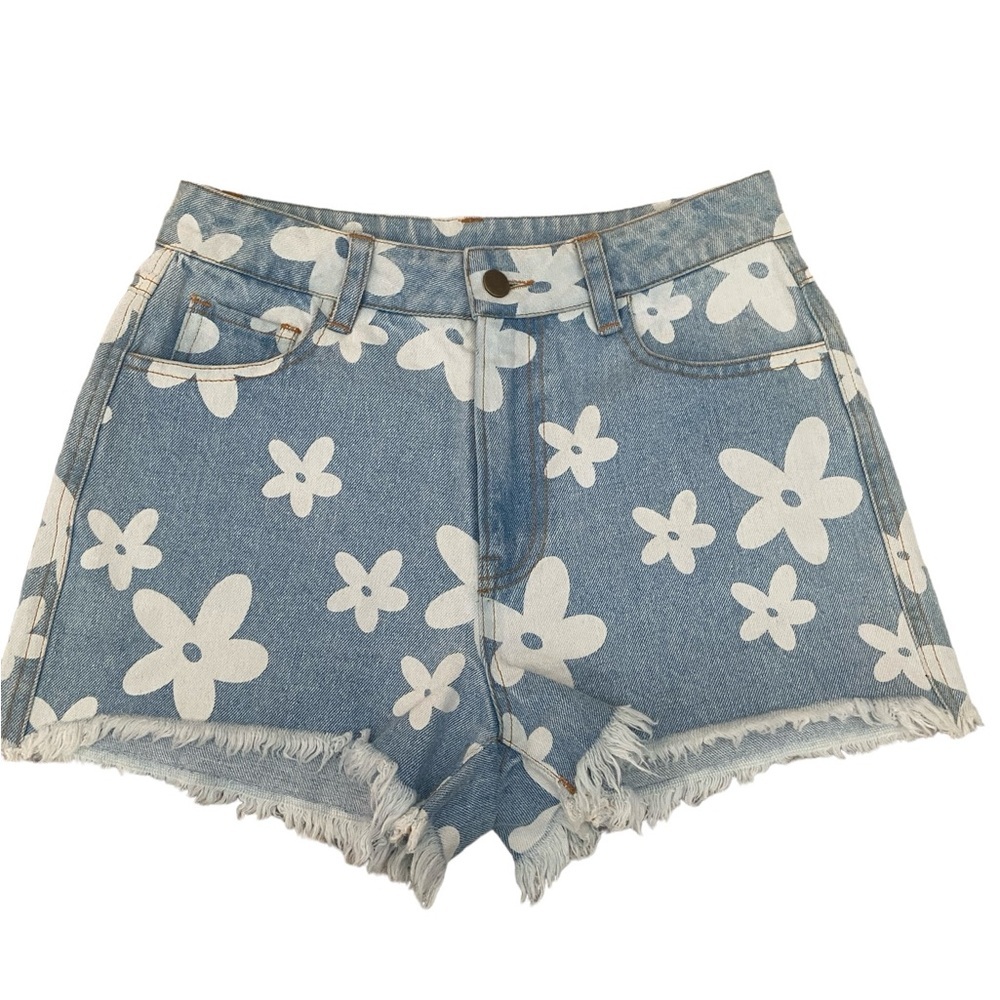 SADIE & SAGE DAISY FLOWER DENIM SHORTS SIZE SMALL - Picture 2 of 6